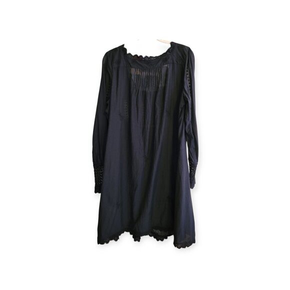 La Cera Long Sleeve Black Lace Yoke Top size L - Picture 5 of 13